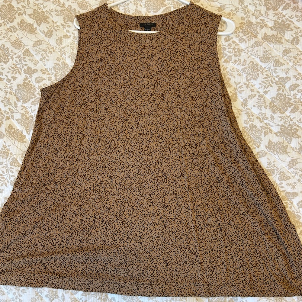 J. Jill Bronze and Black Animal Print Patterned Knit Tunic SleevelessTop-Size XL